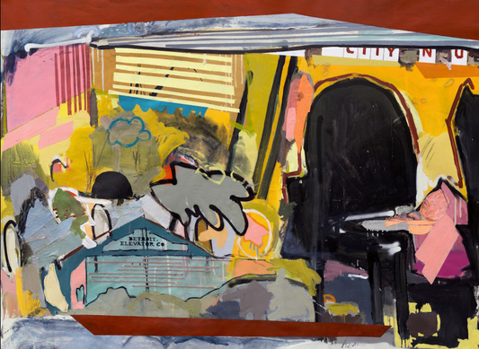 "Detroit Elevator Co." 62×45 in. mixed media acrylic on canvas (original)
